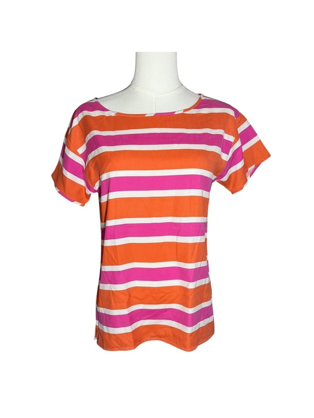 NWT J-Crew 100% Silk striped blouse PInk/multi xxs